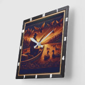 Geboren für die Jagd auf den Sonnenaufgang Duck Hu Quadratische Wanduhr (Winkel)