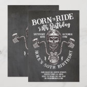 Geboren für Fahrradfahrer Geburtstagskanal Einladung (Vorne/Hinten)