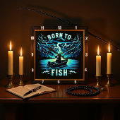 Geboren für Fish Fantasy Fishing Journey Quadratische Wanduhr