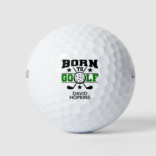 Geboren für Golf Monogram Green Golfball (Vorderseite)