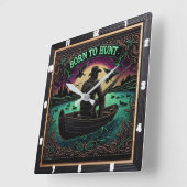 Geboren für Jäger um Mitternachtsjäger Quadratische Wanduhr (Winkel)