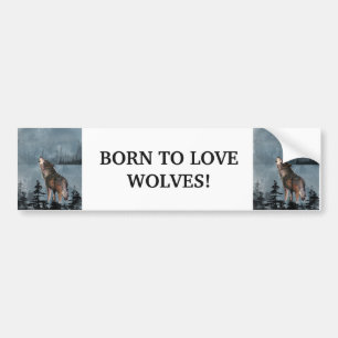 GEBOREN FÜR LIEBE WOLVES, WOLF TIERE QUOTE ART AUTOAUFKLEBER