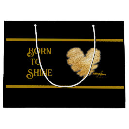 Geboren für Shine Black und Gold große Geschenktas Geschenktüte