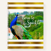 Geboren für Sparkle Chic Peacock | Goldweiße Strei Notizblock (Vorderseite)