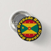 Geboren Grenada | Farbiger grenadischer Flag Gelbe Button (Vorne & Hinten)