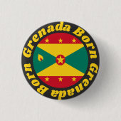 Geboren Grenada | Farbiger grenadischer Flag Gelbe Button (Vorderseite)