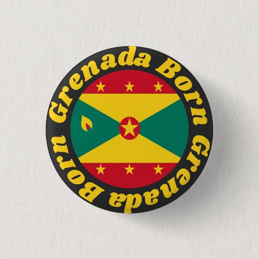Geboren Grenada | Farbiger grenadischer Flag Gelbe Button (Vorderseite)