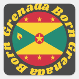 Geboren Grenada | Niedliche grenadische Flagge und Quadratischer Aufkleber