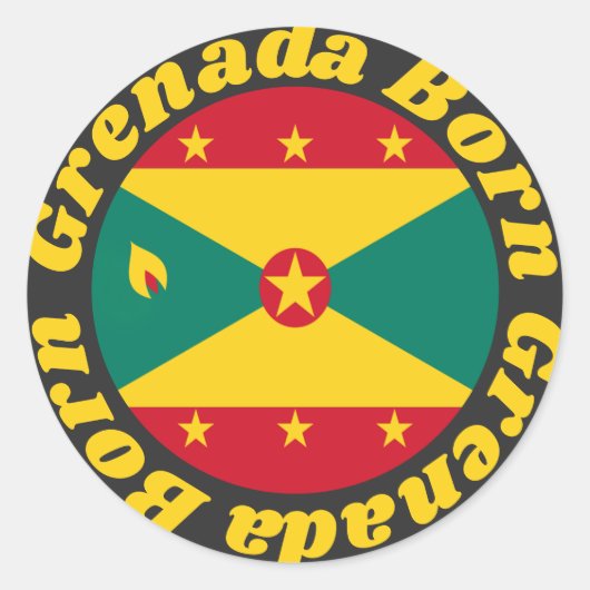 Geboren Grenada | Niedliche grenadische Flagge und Runder Aufkleber (Vorderseite)