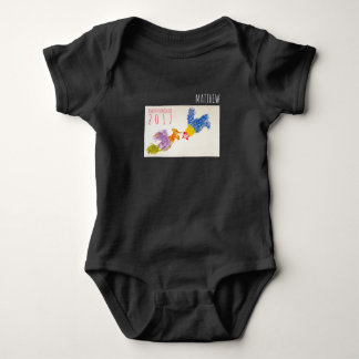 Geboren Hahn-Jahr-im personalisierten Baby Strampler