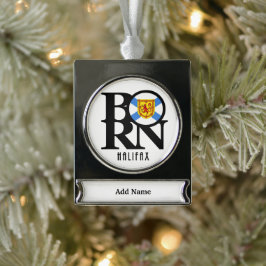 GEBOREN Halifax Nova Scotia Banner-Ornament Silber