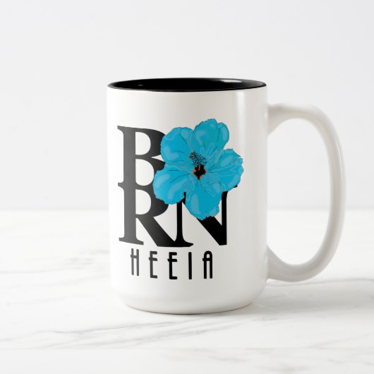 GEBOREN Heeia Blue Hibiskus 15oz Zweifarbige Tasse (Rechts)