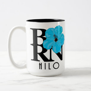 GEBOREN Hilo Hawaii Blue Hibiskus 15oz Zweifarbige Tasse