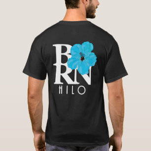 GEBOREN Hilo Hawaii Blue Hibiskus (Rückseite) T-Shirt