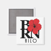 GEBOREN Hilo Red Hibiskus Magnet (Vorderseite/Rückseite)