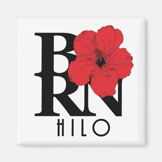 GEBOREN Hilo Red Hibiskus Magnet (Vorne)