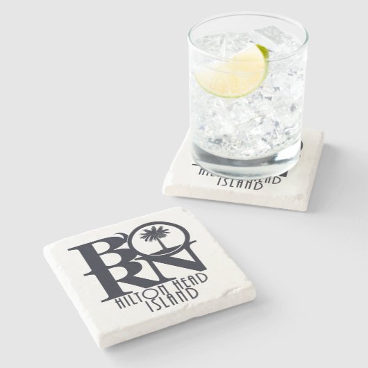 GEBOREN Hilton Head Island Stone Untersetzer (Seitenansicht)
