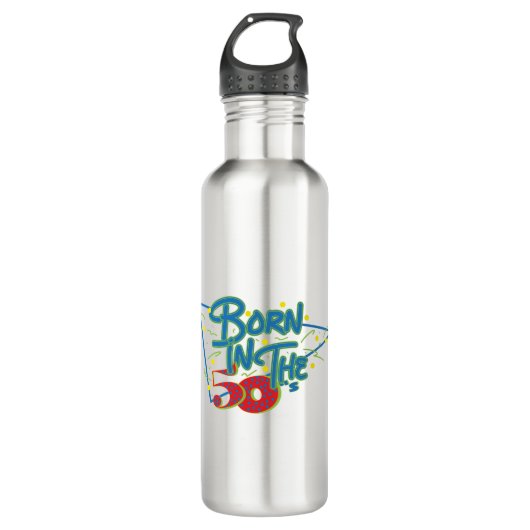 Geboren im 50er Fun Age Graphic Edelstahlflasche (Vorderseite)