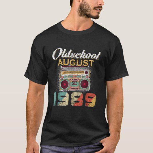 Geboren im AUGUST 1989 310 Jahre alter Retro Vinta T-Shirt (Vorderseite)