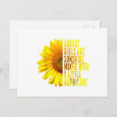 Geboren im August Weibchen Geburtstag Sonnenblume Postkarte (Vorne/Hinten)