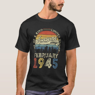 Geboren im Februar 1945 77 Jahre T-Shirt Vintag 77