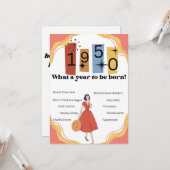 Geboren im Jahr 1950 Ein Jahr, um sich an den Gebu Karte (Vorderseite/Rückseite Beispiel)