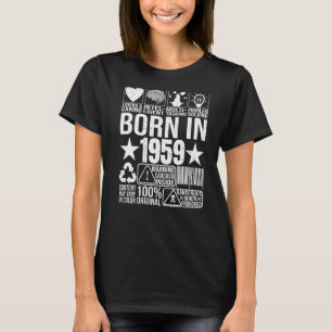Geboren im Jahr 1959 Inhaltswarnung Etikett Barcod T-Shirt