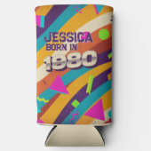 Geboren im Jahr 1980 - Retro 80er Neon Geometric N Selters Dosenkühler (Vorderseite)