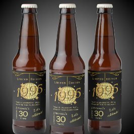 Geboren im Jahr 1995 30. Geburtstag Party Schwarze Bierflaschenetikett