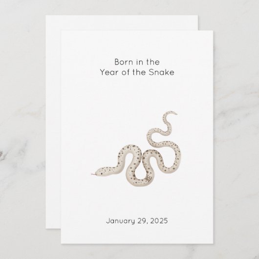 "Geboren im Jahr der Schlange" Kinderankündigung (Vorne/Hinten)