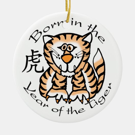 Geboren im Jahr der Tiger-(chinesischen) Keramik Ornament (Vorne)