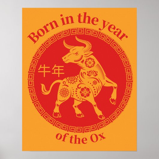 Geboren im Jahr des Ochs - Chinesischer Zodiak Poster (Vorne)