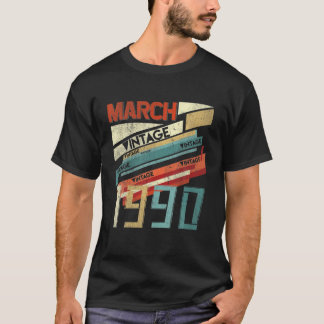 Geboren im MÄRZ 1990 300 Jahre alter Retro Vintag T-Shirt