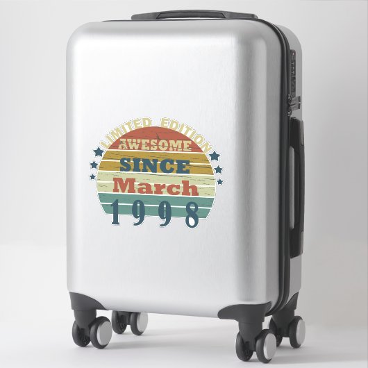 geboren im März 1998 Vintager Geburtstag Aufkleber (Koffer)