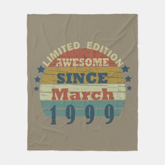 geboren im März 1999 Vintager Geburtstag Fleecedecke (Vorderseite)