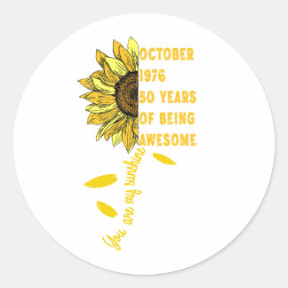 Geboren im Oktober 1966 Sonnenblume 60. Geburtstag Runder Aufkleber