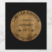 geboren im September 1977Klassik Retro rustikal Weinetikett (Einzelnes Label)