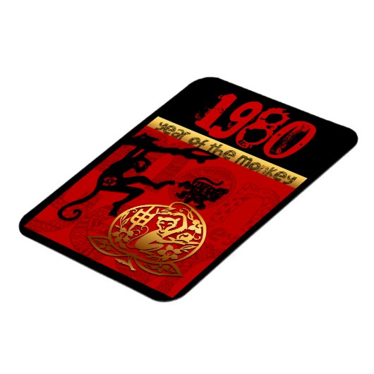 Geboren in Affe-Jahr 1980 - chinesische Astrologie Magnet (Linke Seite)