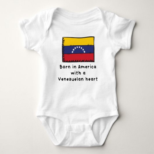 Geboren in Amerika mit einem venezolanischen Herz Baby Strampler (Vorderseite)