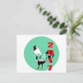 Geboren in chinesischem Roster-Jahr 2017 Geburtsta Postkarte (Stehend Vorderseite)