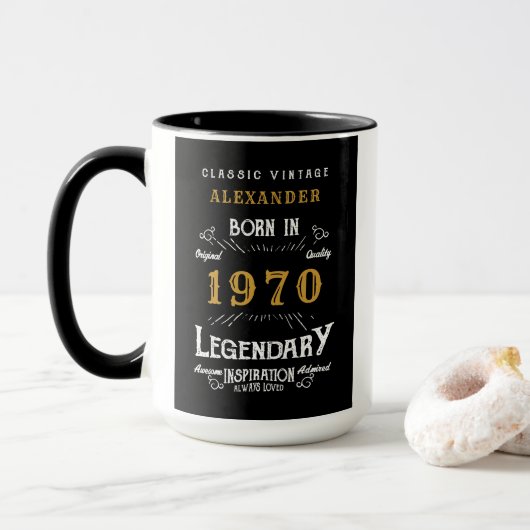 Geboren in der Legende von 1970 Tasse (Mit Donut)