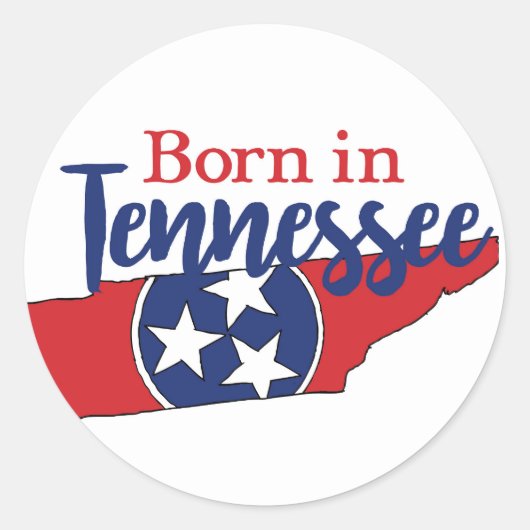 Geboren in Tennessee Staat Symbols Freiwilliger St Runder Aufkleber (Vorderseite)