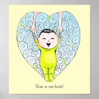 Geboren in unserer Heart Baby Wall Art Poster