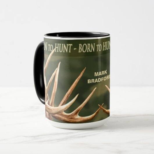 GEBOREN, - KAFFEE-GROSSE TASSE - ROTWILD-GEWEIHE (Vorderseite Links)