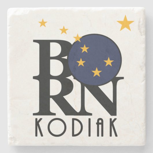 GEBOREN Kodiak Alaska Steinuntersetzer (Vorderseite)