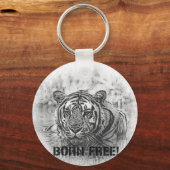 GEBOREN KOSTENLOS! TIGER - SCHWARZ / WEISS SCHLÜSSELANHÄNGER (Vorderseite)