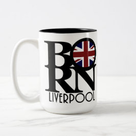 GEBOREN Liverpool England (britische Flagge) 15oz Zweifarbige Tasse