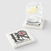 GEBOREN Liverpool England (Flagge des Vereinigten  Steinuntersetzer (Seitenansicht)