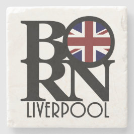 GEBOREN Liverpool England (Flagge des Vereinigten  Steinuntersetzer