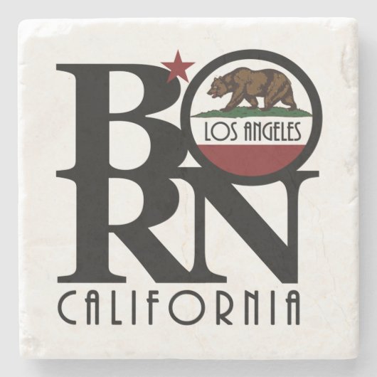 GEBOREN Los Angeles CA Steinuntersetzer (Vorderseite)